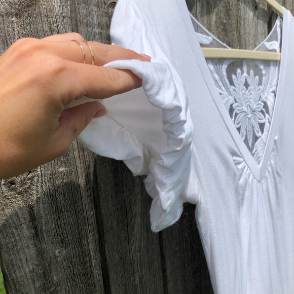 Charlotte Russe White Tee w/Lace Back - Picture 3 of 5